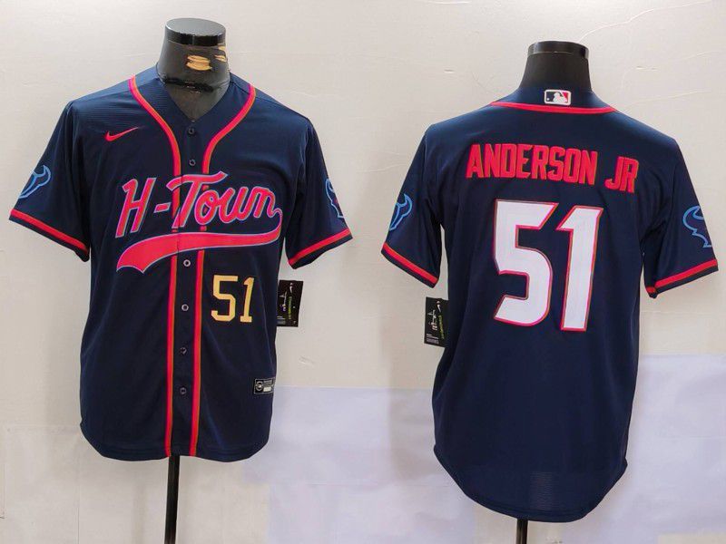 Men Houston Texans #51 Anderson jr Blue Second generation joint name 2024 Nike Limited NFL Jersey style 2